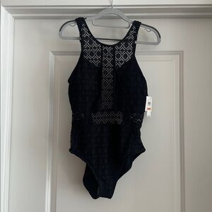 Black Mesh One-Piece Swimsuit - NWT